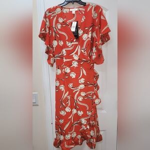 Loralette Red and White Floral Midi Dress